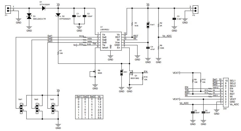 Schaltplan - STMicroelectronics AEK-POW-LDOV02J Evaluierungsboard